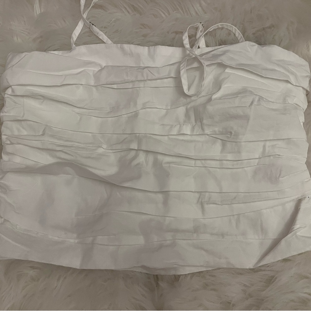 Nasty Gal White Smocked Strapless Top